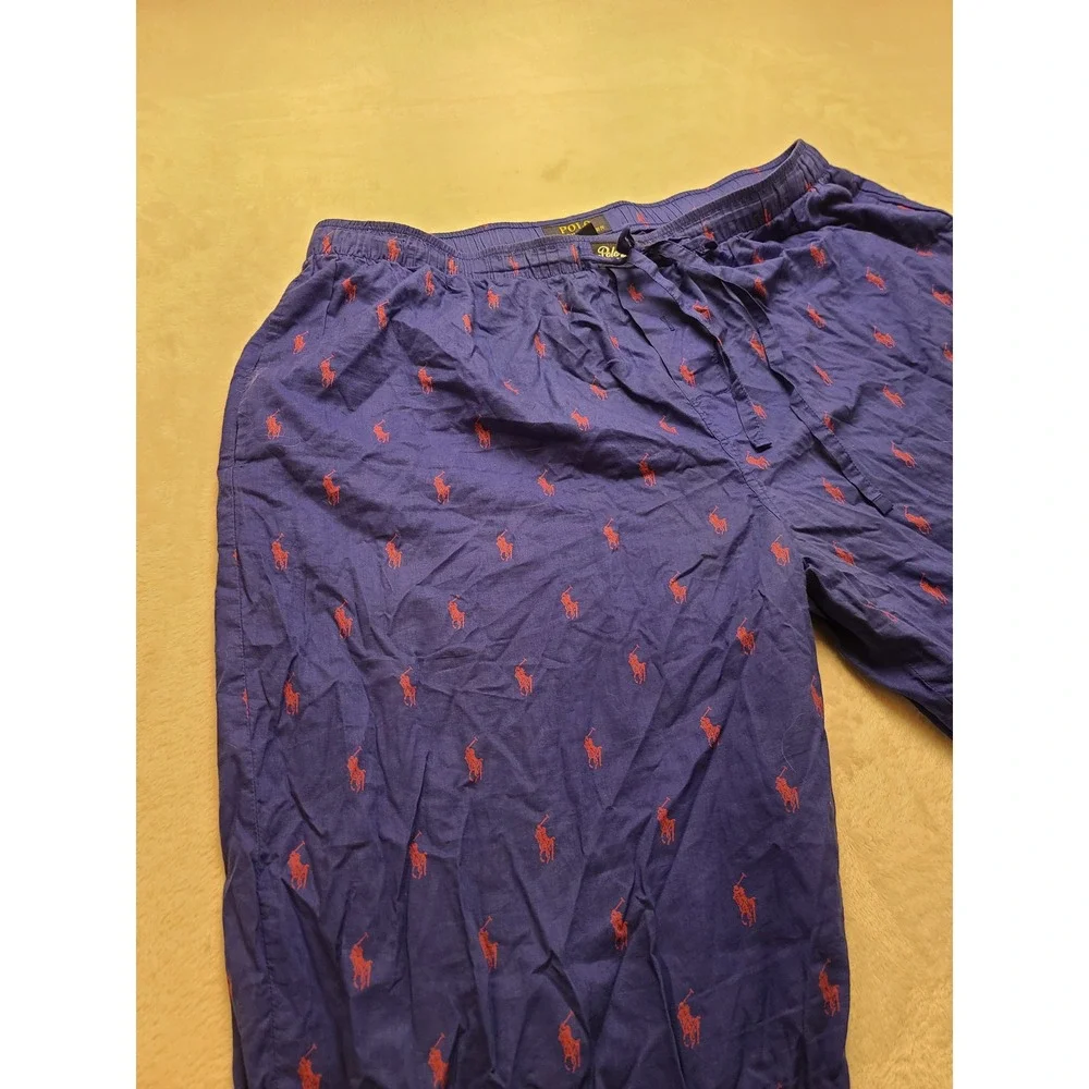 Polo Ralph Lauren Blue Red Pony‎ Logo Pajama Pants Men's XL Sleepwear
